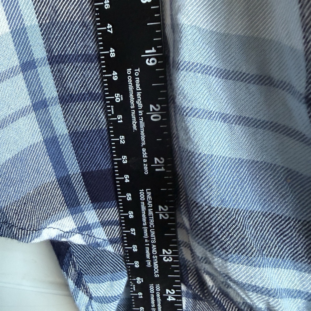Knox Rose Flannel Top Blouse Womens Large Blue Plaid Tie Front Comfy Cozy‎ - Picture 8 of 8